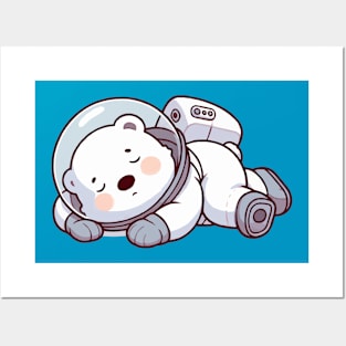 cute astronaut polar bear Posters and Art